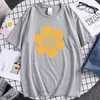 Camisetas masculinas Hello Sunshine Big Yellow Flower Printing Shirt Classic Brand Tshirt Men's Unique Cotton Clothing Casual Cool