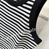 Embroidered Black Logo Fashion Women's Striped Slim Fitting Vest Top Sleeveless Vest S M L 2526