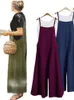 Kvinnors jumpsuits rompers kvinna jumpsuits spaghtti remmar sommar tunna breda leggings jumpsuit solid casual ärmlös mode lösa våren lång rompers 230608