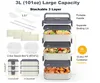 Set di stoviglie Kenuket Bento Box Lunch Contenitore per adulti con 3 litri di grande capacità Microonde sicuro 3 strati Impilabile Leakproo