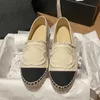 Chaussures paresseuses de luxe de Paris, chaussures décontractées antidérapantes en cuir véritable pour femmes, chaussures de marque 2C confortables en toile, chaussures de pêcheur à fond plat, chaussures de créateur de canal