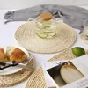 Table Mats 2023 Rattan Placemats Straw Cup Coasters Dining Mat Heat Insulation Pot Holder Wicker Drink Kitchen Accessories