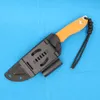 Faca de caça reta externa M2371 5Cr13Mov Satin Drop Point Lâmina G10 Full Tang Handle Facas de lâmina fixa com Kydex e apito de sobrevivência