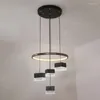 Lampadari Tavolo da pranzo nero LED Lampade a sospensione quadrate moderne e minimaliste Nordic Designer Interior Decor Lampadario 4 luci