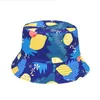 Chapeaux à large bord pour femmes européennes et américaines motif citron chapeau de pêcheur double face imprimé printemps/été bassin de soleil haut de randonnée dames