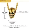 Pendant Necklaces U7 Cremation Jewelry for Ashes for Women Men Stainless Steel Gold Plated Gothic Skull Necklace Urn Pendant T230609