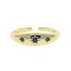 Cluster Anelli Regalo di Natale Moda Donna Ragazza Gioielli 3 Pietra Blu CZ Cubic Zirconia Aperto Starburst Star Signet Ring 230608