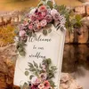 Kit de arco de casamento artificial de flores decorativas para decorações de festa Boho Dusty Rose Azul Eucalipto Guirlanda Cortinas Sinal de boas-vindas