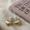 Stud Earrings Korean Fashion Jewelry 14K Gold Plated Metal Love Brushed Hook Pearl Elegant Women's Daily Work Accessories