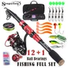 Rod Reel Combo Sougayilang Telescopic Fishing 1.8 2.7m Carbon Fiber and 5.0 1 12 1BB Spinning With Line Lure Kit 230609