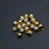 سحر 10pc مضاد لزر الذهب الطلاء شكل زر لؤلؤة طبيعية لقلادة المجوهرات أو القماش