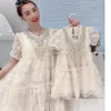 Family Matching Outfits Summer Korea Style Lace Mother Daughter Dresses Look Kids Girl Dress Mommy And Me Clothes 230608