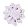 Table Napkin 6 Pcs Cotton Ladies Embroidered Lace Handkerchief Women 28X28cm Butterfly Flower Embroidery Pocket Square