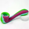 最新のカラフルなシリコンヘディパイプポータブル7Style Dry Herb Tobacco Glass Filter Spoon Bowl Smoking Bong Holder Waterpipe Hand Holder Tube