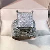 Trouwringen 925 sterling zilver hoge kwaliteit witte zirkoon diamanten ring geometrisch driedimensionaal gediversifieerd geschikt voor koppel 230608