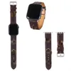 Moda L Flor G Designer Correias Pulseiras para Apple Band 41mm 42mm 40mm 44mm Relógio 7 6 Bandas PU Pulseira de Couro Pulseira Carta Impressa Pulseira