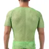 T-shirts masculinas Camisolas interiores masculinas Sexy Transparent Mesh Shirts Fishnet Hollow Out T Shirts Sport Fitness T-shirt Nightclub See Through Tees Tops 230608