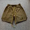 2023 RRHUHU Embroidery Brown Cotton Women Men Shorts Drawstring Fashion Loose Highstreet Beach Summer FZKZ585