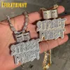 Hanger Kettingen Iced Out Bling CZ Brief Ketting Verschillende Ontwerp 5A Zirkoon Two Tone Kleur Badge Charm Mens Hip Hop sieraden 230609