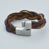 Charm Bracelets Brown Braided Leather Wrap Bracelet For Men Stainless Steel Magnetic Clsap Birthday Gift