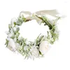 Decorative Flowers Adjustable Flower Wreath Headband Floral Garland Headpiece Wedding Hair Accessories For Brides