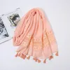 Foulards Vintage femme gland dentelle mince doux écharpe Hijab ethnique vêtements accessoires Turban tête musulmane islamique dame châles