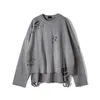 Kvinnors hoodies tröjor vintage åldrande brytning av klipptröja streetwear pullover hål mode överdimensionerade tröjor Autumn Tops Cotton HH544 230609