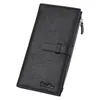 Wallets Cow Leather Wallet Men Hasp Zipper Walets Gentleman Purse Long Mens Clutch Black Soft