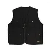 Men's Vests Men Cargo Multi Pockets 2023 Spring Summer Fashion Streetwear Vintage Waistcoat Solid Color Male Casual Sleeveless Jackets