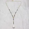 Pendentif Colliers 2023 Blanc Pierre Y Forme Perle Perles Coeur Simple Collier Femmes Noir Goutte D'eau Long