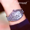 Zegarwatki kobiety oglądają 2023 słynne luksusowe marki Diamond Square Numerals Silver Female Nagarstki zegarki Montre Femme