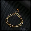 Chain Fashion Simple Retro Geometric Bamboo Paperclip Stainless Steel Gold Bracelet Drop Delivery Jewelry Bracelets Dhdhn