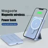 Free Customized LOGO Portable Magnetic 5000mAh Power Banks Wireless Charging Stand For iPhone12 13 Pro Max Magsafing 15w Fast Charges External Battery