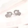 Stud Fashion Hollow Hand Zircon Earrings Cz Micro Pave Gold/Sier For Women Brincos Wedding Party Jewelry Drop Delivery Dhohq