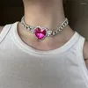 Chaînes mode brillant strass multicouche maille chaîne grand cristal coeur collier pour femmes luxe fête mariage clavicule bijou