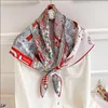 Satin Scarf For Hair Female Silk Hand Rolled Scarf 90 Digital Print Woman Neck Foulard Luxe Headwrap254S