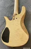 Guitare basse électrique 5 cordes couleur naturelle haute brillance couette flamme haut et dos érable cou et touche