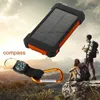 Free Customized LOGO outdoors Portable Solar Power Bank Waterproof USB compass External Charger for Xiaomi iPhone Smartphone Power Bank LED Light