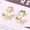 Dangle Chandelier New Vintage Leaf Earrings Antique Gold Ginkgo Leaves Drop Earring For Women Punk Alloy Brincos Statement Jewelry Dhcr5