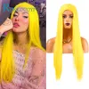 Hair pieces RONGDUOYI Synthetic Pelucas De Mujer Lolita Blond Yellow Color Straight Full Machine For Women No Lace 230609