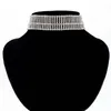 Kedjor diamante strass choker halsband för kvinnor silver färg bröllop brud party kristall krage kedja smycken smycken