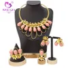 Wedding Jewelry Sets Dubai Jewelry Sets 18k Gold Plated Jewelry Sets for Women Earrings Rings Bracelets Wedding Anniversary Gift Gold Plated Pendant 230609