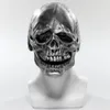 Party Masks Horror Silver Skull Latex Mask Halloween Carnival Party Ball Scary Full Face Cosplay Helmet Costume Props Decor 230609
