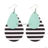 Charm Fashion Women Colorf Pu Leather Earrings Black And White Stripes Waterdrop Double Layer Drop Earring Designer Jewelry Christma Dhtwl