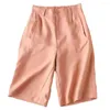 Kvinnors shorts klassisk sommarknapp 3D Cutting Lady Pure Color Wide Leg Breattable Workwear