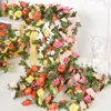 Decoratieve bloemen Kunstmatige Rose Flower Vine Wedding Arch Home Garden Party Decoratie Simulatie Silk Garland Wall Decor Fake