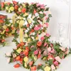 Decorative Flowers Artificial Rose Flower Vine Wedding Arch Home Garden Party Decoration Simulation Silk Garland Wall Decor Fake