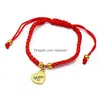 Chain Fashion Red Rope Handmade Weave Lucky Bracelets For Mom Sier Gold Plating Alloy Letter Charms Thanksgiving Gift Drop Delivery J Dhfr9