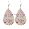 Charm Summer Flower Printed Faux Leather Dangle Earring Cute Animal Dog Print Earrings For Women Drop Delivery Jewelry Dhmph