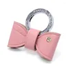 Porte-clés couleur or strass métal porte-clés mignon rose en cuir arc voiture porte-clés accessoires argent simple porte-clés ornement en gros